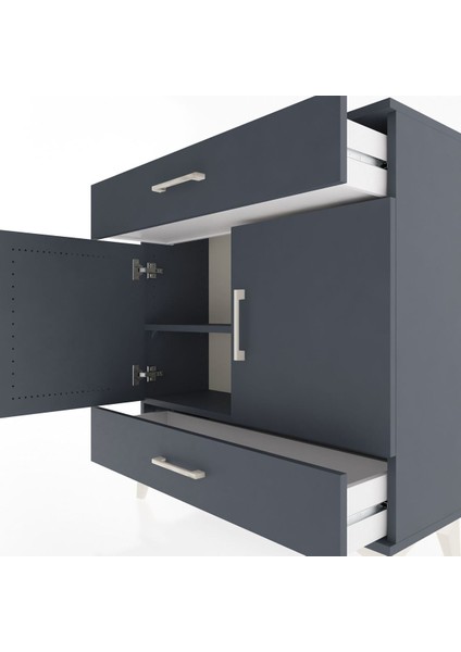 Arges Şifonyer 2 Raflı 2 Çekmeceli 2 Kapaklı 88X30X96 Antrasit-Antrasit indirimleri