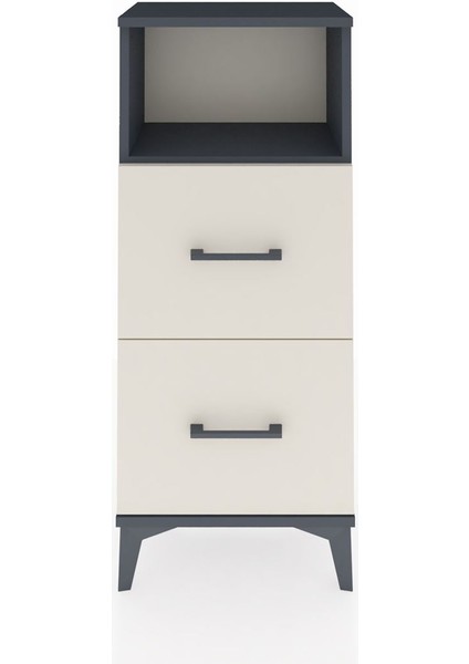 Arges Komodin Tek Raflı 2 Çekmeceli 44X30X106 Antrasit-Aytaşı