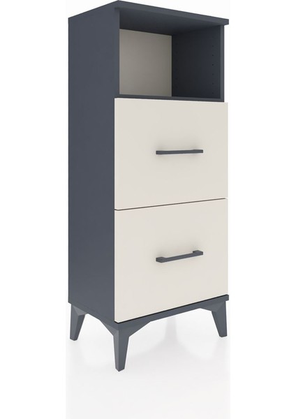 Arges Komodin Tek Raflı 2 Çekmeceli 44X30X106 Antrasit-Aytaşı fiyatları