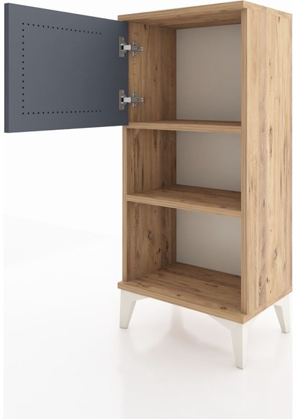 Arges Komodin 2 Raflı Tek Kapaklı 44X30X96 Çam-Antrasit fırsatları