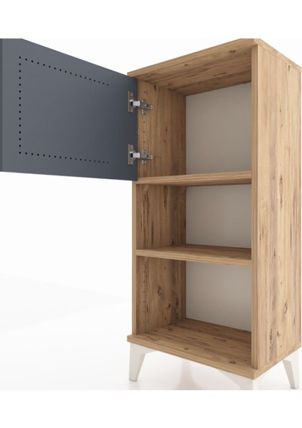 Arges Komodin 2 Raflı Tek Kapaklı 44X30X96 Çam-Antrasit indirimleri