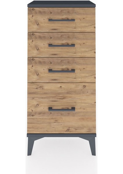 Arges Komodin 4 Çekmeceli 44X30X96 Antrasit-Çam