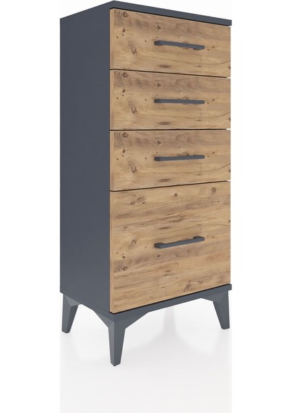 Arges Komodin 4 Çekmeceli 44X30X96 Antrasit-Çam fiyatları