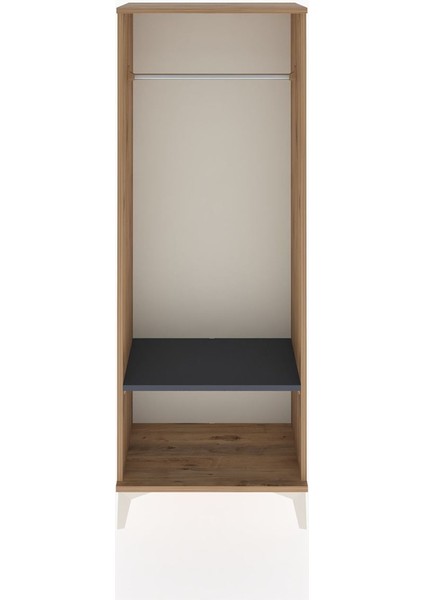 Arges Dolap Tek Raflı Kapaklı Tek Askılı 60X30X163 Çam-Antrasit