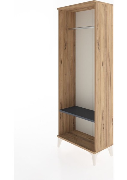 Arges Dolap Tek Raflı Kapaklı Tek Askılı 60X30X163 Çam-Antrasit fırsatları