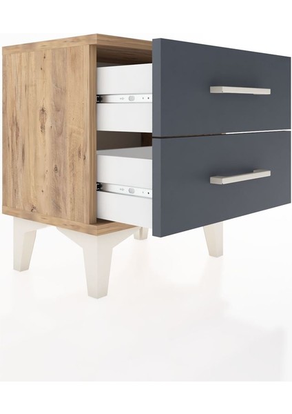 Arges Komodin 2 Çekmeceli 44X30X48 Çam-Antrasit fırsatları