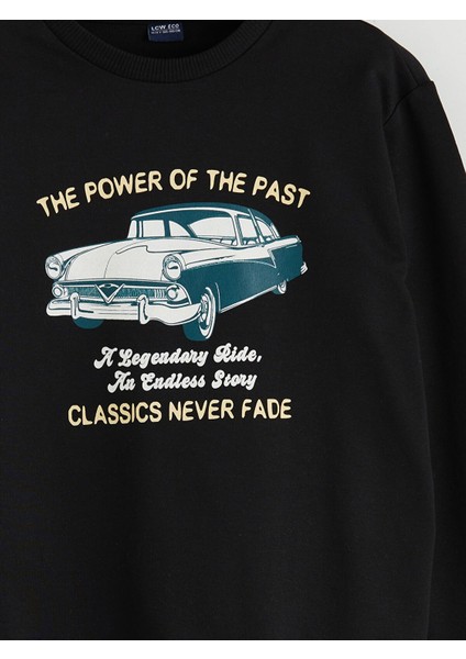 Yeni Sezon Bisiklet Yaka Baskılı Erkek Çocuk Sweatshirt modelleri