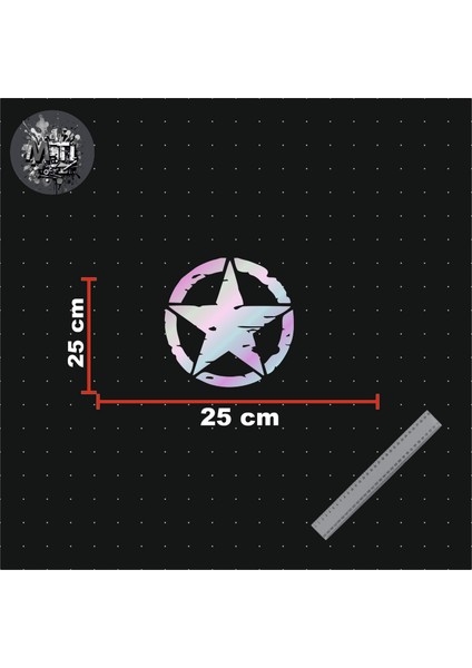Armyy 25X25CM Yazı Jdm Araba-Moto-Laptop Cam Etiket Hologram Etiket Arma Yıldız fiyatları