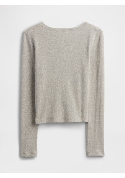 Kız Çocuk Gri Fitilli Pointelle T-Shirt fiyatları