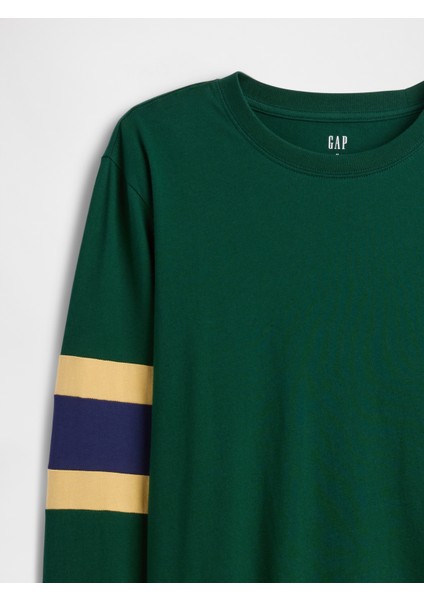 Erkek Koyu Yeşil Everyday Soft Varsity Bisiklet Yaka T-Shirt modelleri