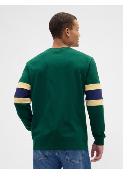 Erkek Koyu Yeşil Everyday Soft Varsity Bisiklet Yaka T-Shirt indirimleri