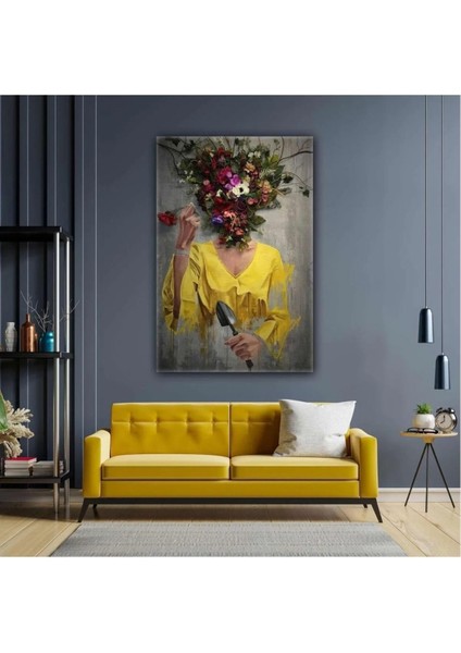 Kanvas Tablo Çiçek Kafalı Kadın Yağlı Boya Efektli Kanvas Tablo ART00196 70 x 100