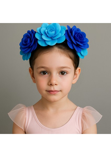 Blue Rose Crown- Mavi & Saks Gül Tacı