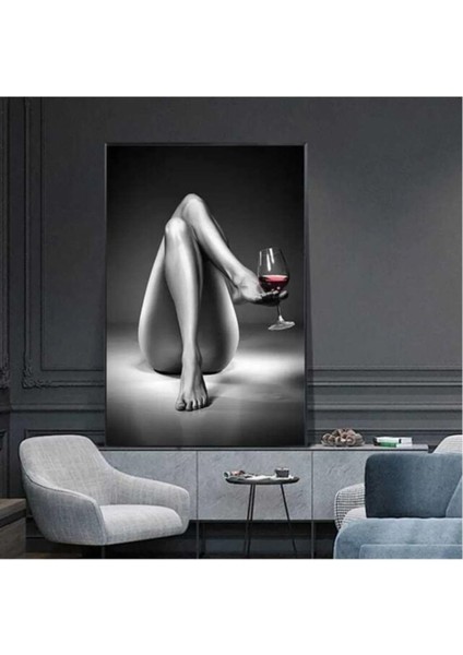 Kanvas Tablo Cesur Sanat Içecekli Kadın 10 Dekoratif Kanvas Tablo 60 x 90
