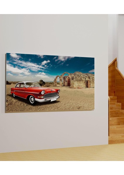 Kanvas Tablo Opel Kapitan Kırmızı Klasik Araba Dekoratif Kanvas Tablo 40 x 60