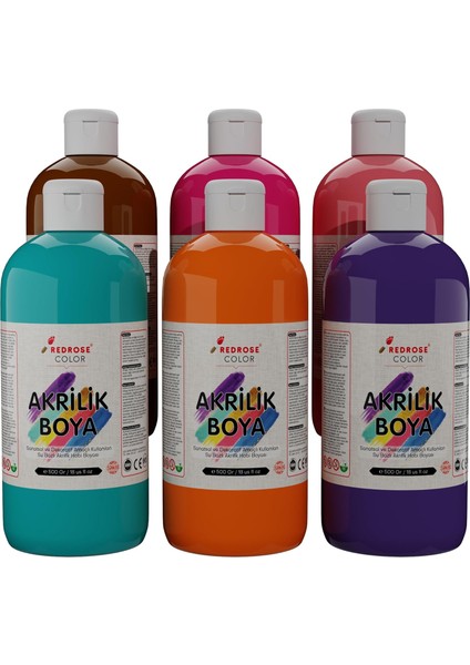 Rose Tamamlayıcı Renkler Akrilik 6&apos;lı Set 6X500 gr