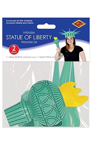 Yenilikçi Şişirilebilir Yetişkin Özgürlük Heykeli Kostüm Taç ve Meşale, Parti Dekorasyonları, 56,5 cm ve 44,5 Cm, Yeşil/sarı/siyah fiyatları
