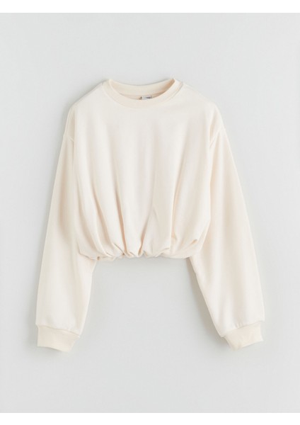 Yeni Sezon Bisiklet Yaka Basic Kız Çocuk Sweatshirt modelleri