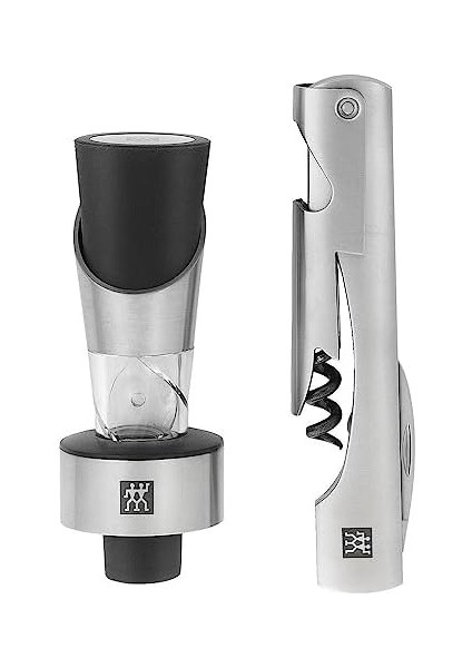 Sommelier Tirbuşon Seti, Paslanmaz Çelik, Metalik Gri, 2 Parça modelleri