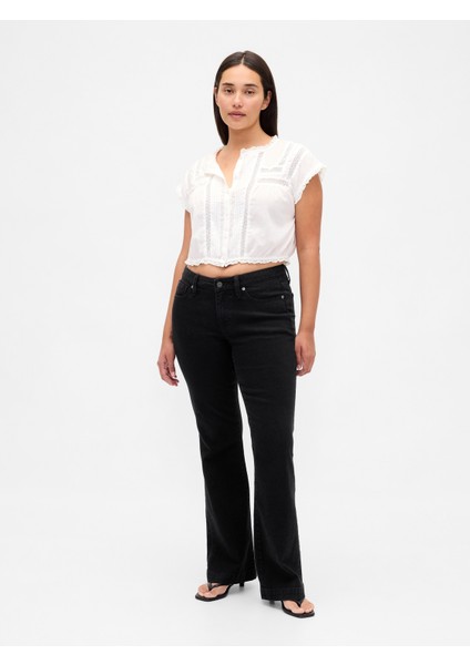 Kadın Siyah Curvy Low Rise Long & Jean Pantolon