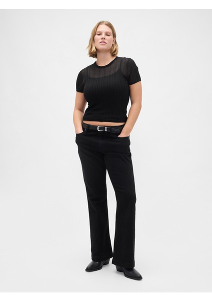 Kadın Siyah Curvy Low Rise Long & Jean Pantolon fırsatları