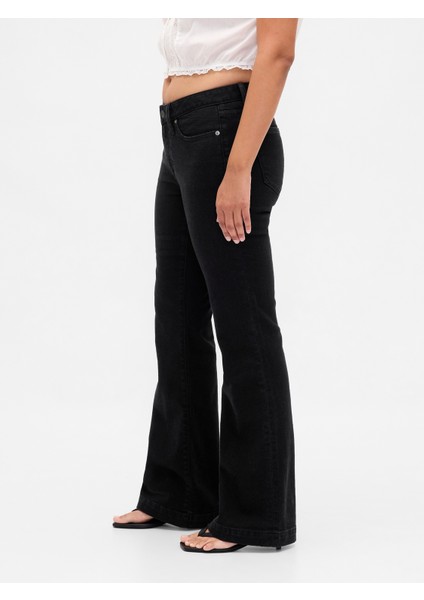 Kadın Siyah Curvy Low Rise Long & Jean Pantolon