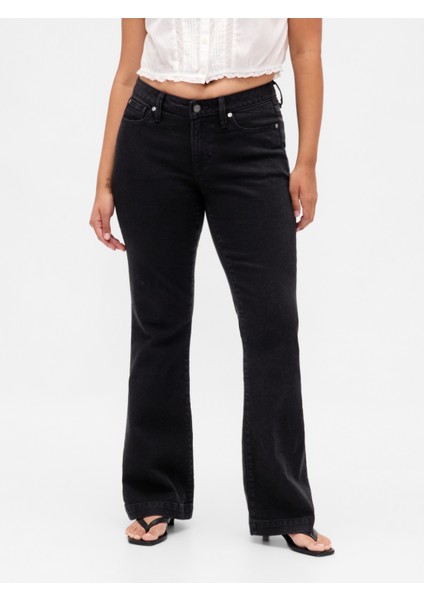 Kadın Siyah Curvy Low Rise Long & Jean Pantolon