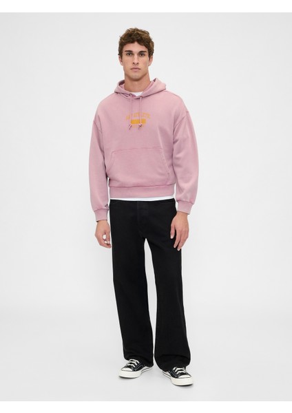 Erkek Pembe Heavyweight Oversized Logo Sweatshirt indirimleri