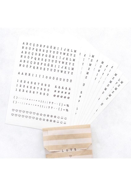 Şeffaf Harf-Rakam Seti, 8X10 mm 10 Sayfa