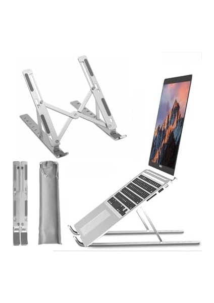 Yükseklik Ayarlı Katlanabilir Laptop Tablet Laptop Ayarlayıcı 7 Kademeli (Gümüş) fiyatları