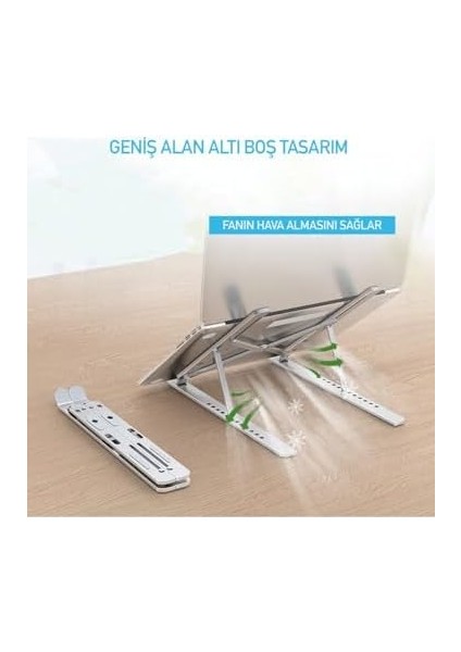 Yükseklik Ayarlı Katlanabilir Laptop Tablet Laptop Ayarlayıcı 7 Kademeli (Gümüş) modelleri
