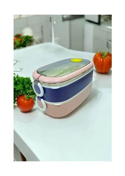 Ahmet Vip Ahmet Içi Metal Kaşık Çatallı Beslenme Kutusu 1.3 Litre 2 Katlı VP-938, Çok Renkli fiyatları