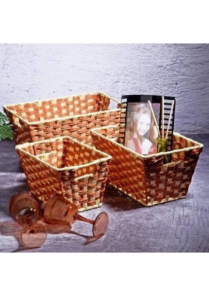 Wicker Serisi SPT-161 Diktördgen 3&apos;lü Set Hasır Sepet