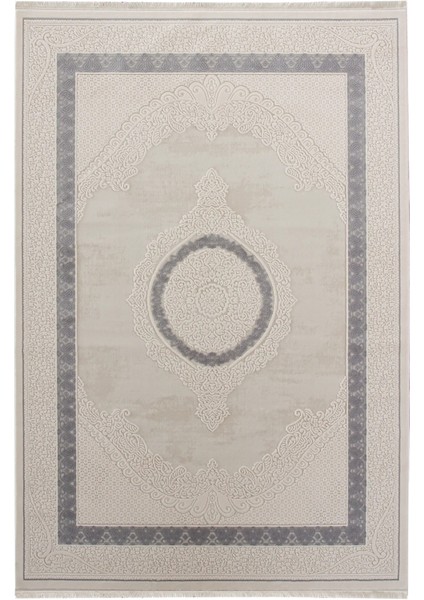 Recas Çerçeveli Krem Akrilik Makine Halısı