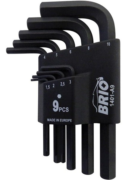 Allen Anahtar Seti Kısa 9 Parça 1,5-10 mm