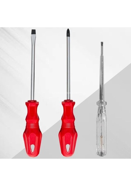 3’lü Tornavida Kontrol Seti, 20 cm, Düz, Yıldız Uçlu Ergonomik Tutma Kolu, Dayanıklı El Aleti Takımı