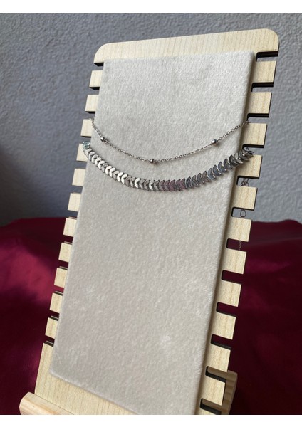 Kararmaz Çelik Gümüş Bileklik Set