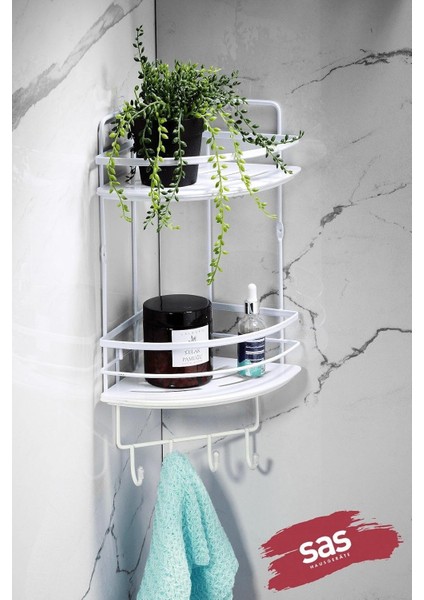 Haus Yapışkanlı Ömür Boyu Paslanmaz Ayarlanabilir Raf Düzenleyici Şampuanlık Lk-02 Bbbk