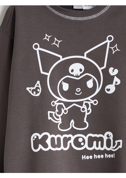 Yeni Sezon Bisiklet Yaka Kuromi Baskılı Kız Çocuk Sweatshirt modelleri