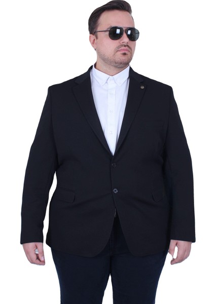 Mocgrande Erkek Büyük Beden 4 Drop Blazer Zaha Ceket 500603 Sıyah