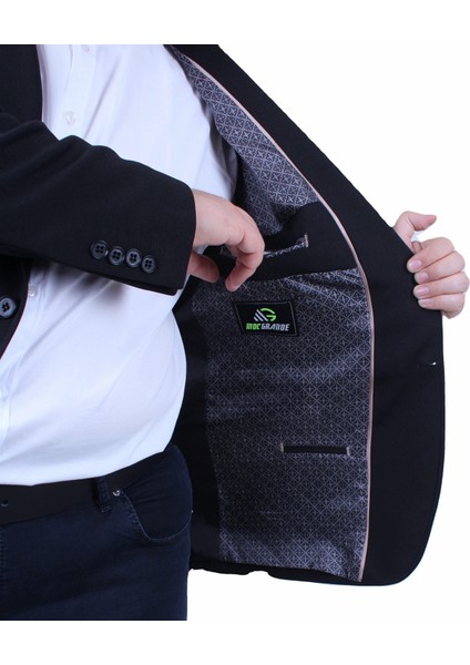 Mocgrande Erkek Büyük Beden 4 Drop Blazer Zaha Ceket 500603 Sıyah indirimleri