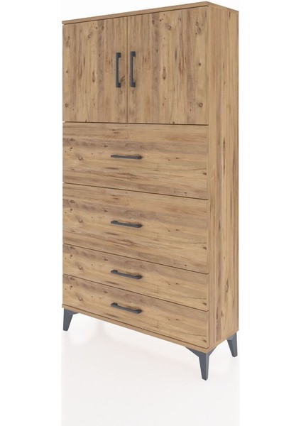 Arges Dolap 2 Raflı 4 Çekmeceli 2 Kapaklı 88X30X163 Çam-Çam modelleri