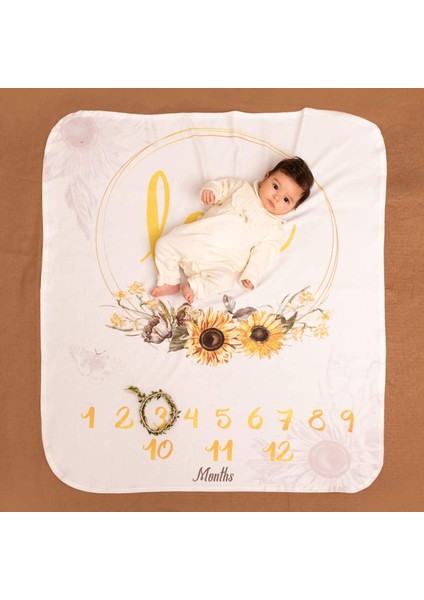 Ay Çiçeği Yeni Doğum Hediyesi Fotoğraf Battaniyesi