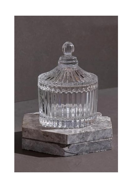 2 Adet Mini Cam ve Şekerlik - Şık ve Zarif Mini Cam Sunumluk, Yükseklik 9,5 Cm, Çap 6,5 cm | Lokum, Şeker, Çikolata Sunumları Için fiyatları