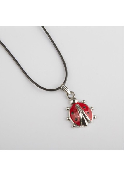 Uğur Böceği Figürlü Deri Kolye