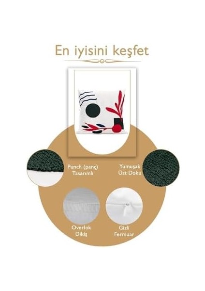 45X45 Özel Tasarım Panç Süzene Desen Dekoratif Kırlent Kılıfı Modern Beyaz 60 fiyatları