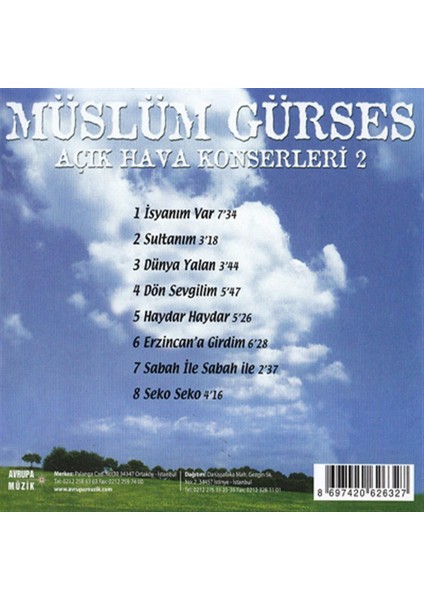 Müslüm Gürses Açık Hava Konserleri 2 - CD fiyatları