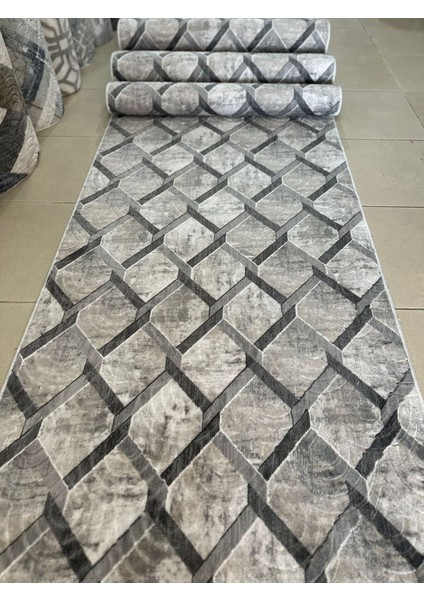 Gri Kabartmalı Kesme Koridor Halısı, Kaymaz Taban Prime Lizbon Tasarımı fiyatları