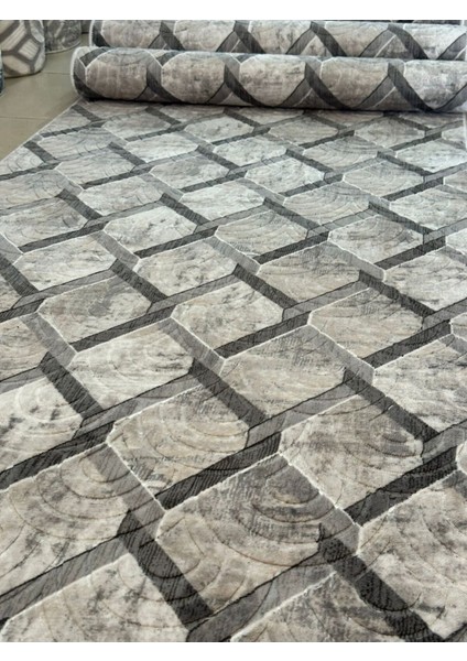 Gri Kabartmalı Kesme Koridor Halısı, Kaymaz Taban Prime Lizbon Tasarımı modelleri