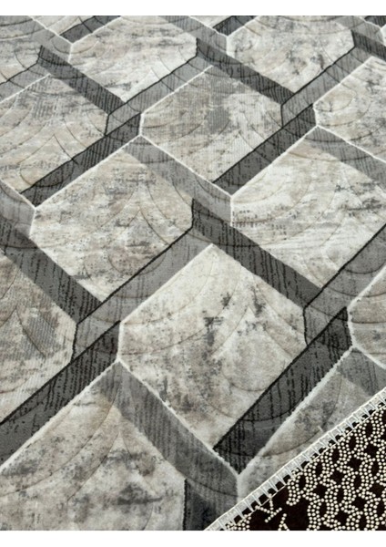 Gri Kabartmalı Kesme Koridor Halısı, Kaymaz Taban Prime Lizbon Tasarımı indirimleri